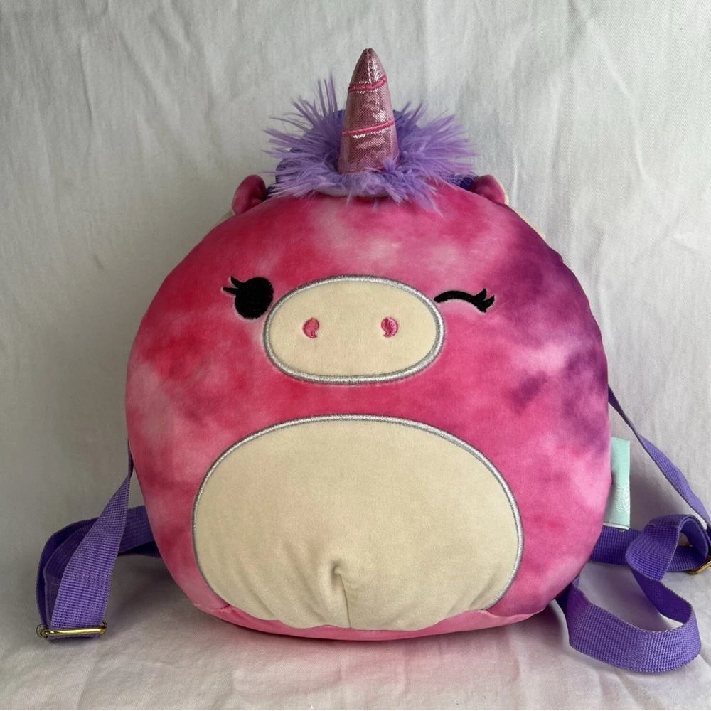 Squishmallows LOLA UNICORN Bio World 10" Plush Backpack Zipper Pocket